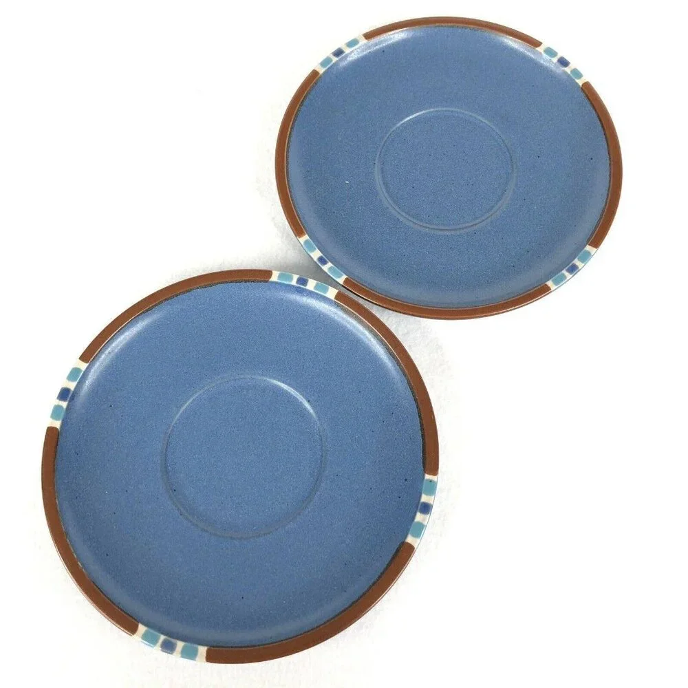 2 Dansk Mesa Sky Blue Cups and Saucers Japan Stoneware Pottery Set‎